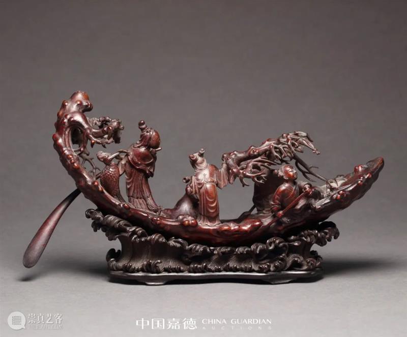 浮槎月夜到天河——清中期 竹雕仙人乘槎摆件丨中国嘉德2022春拍 崇真艺客