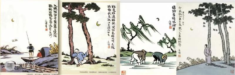 今月曾经照古人|5个局部看丰子恺《人散后,一钩新月天如水》 崇真艺客