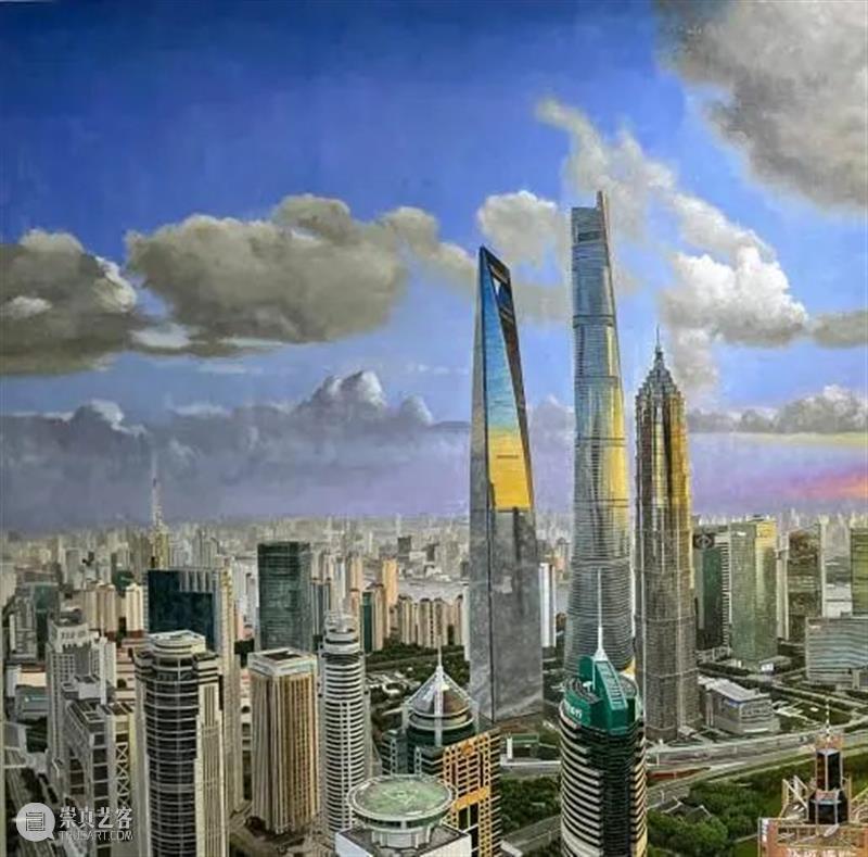 【中华艺术宫 | 每日一画】徐乔健《陆家嘴现代城市建筑群》 崇真艺客