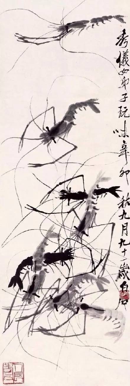 齐白石画虾全过程,虾图30幅,开眼了! 崇真艺客