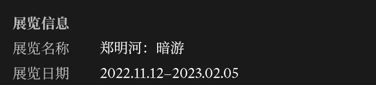 “郑明河:暗游”等你来 崇真艺客
