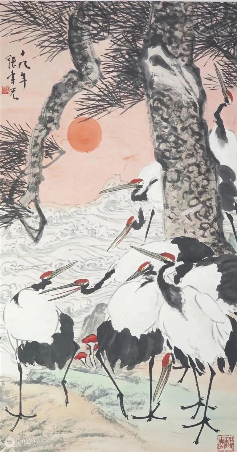 每日一画 | 张聿光《松下群鹤图》 崇真艺客