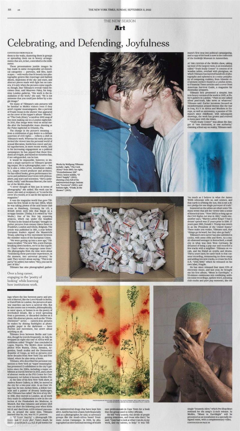 《纽约时报》专访沃尔夫冈·提尔曼斯(Wolfgang Tillmans) 崇真艺客