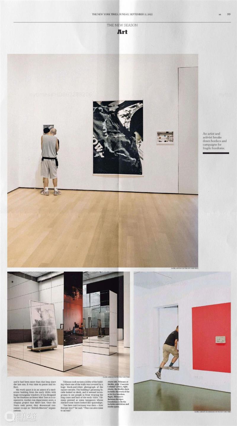 《纽约时报》专访沃尔夫冈·提尔曼斯(Wolfgang Tillmans) 崇真艺客