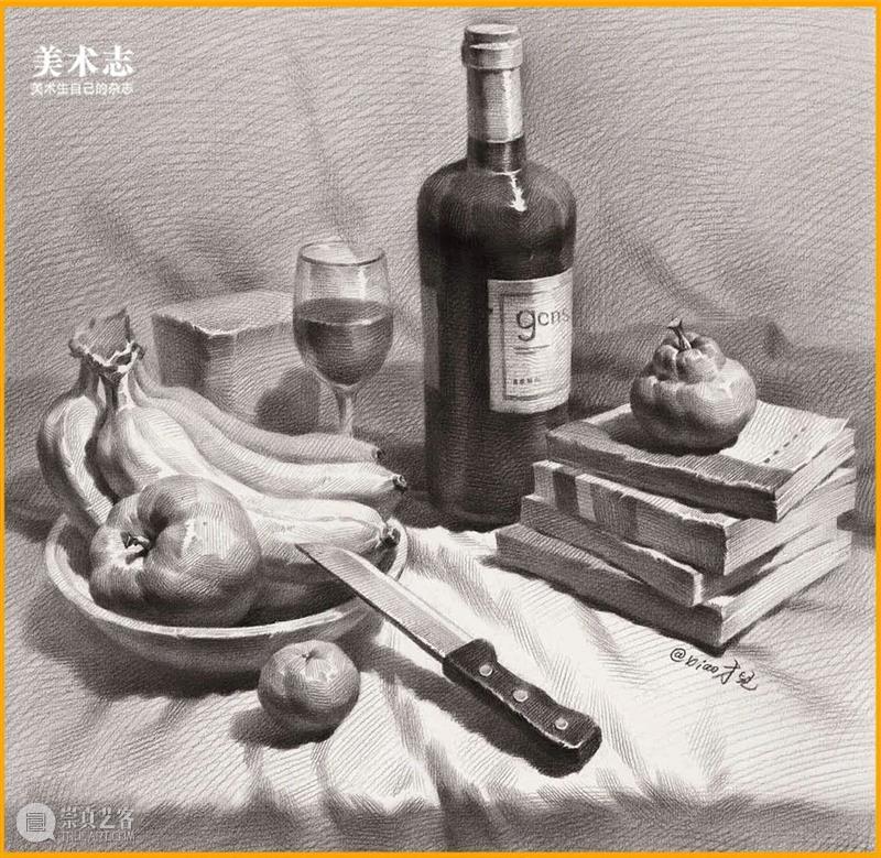 【素描静物】先用时间的堆砌尝试做到90分，你就会发现拿高分这么简单！ 崇真艺客