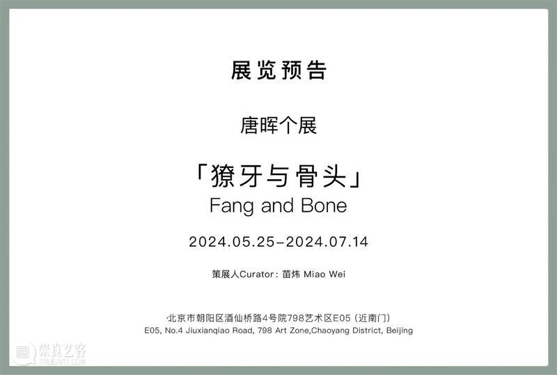 新氧艺O2art 展讯 | 唐晖个展「獠牙与骨头」将于5月25日开幕 崇真艺客