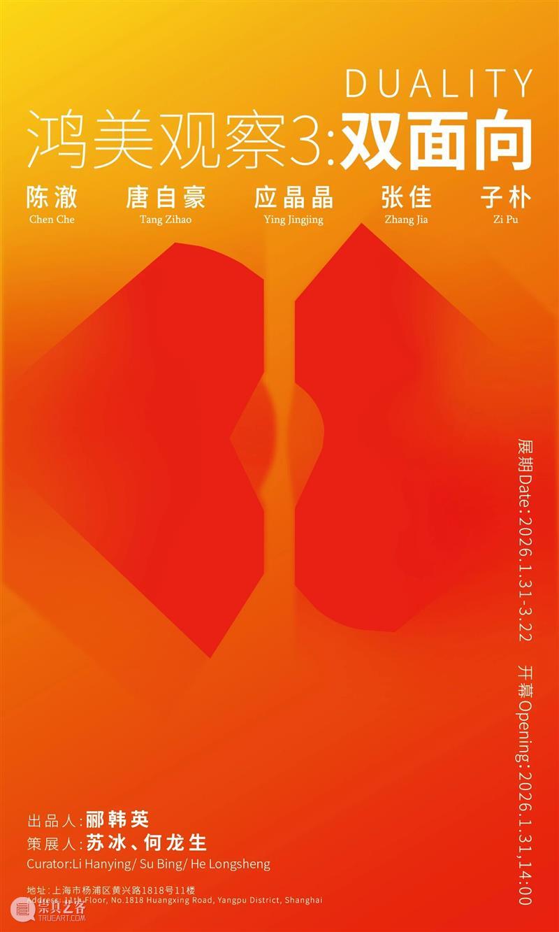 展览预告|鸿美观察3:双面向:陈澈、唐自豪、应晶晶、张佳、子朴 崇真艺客
